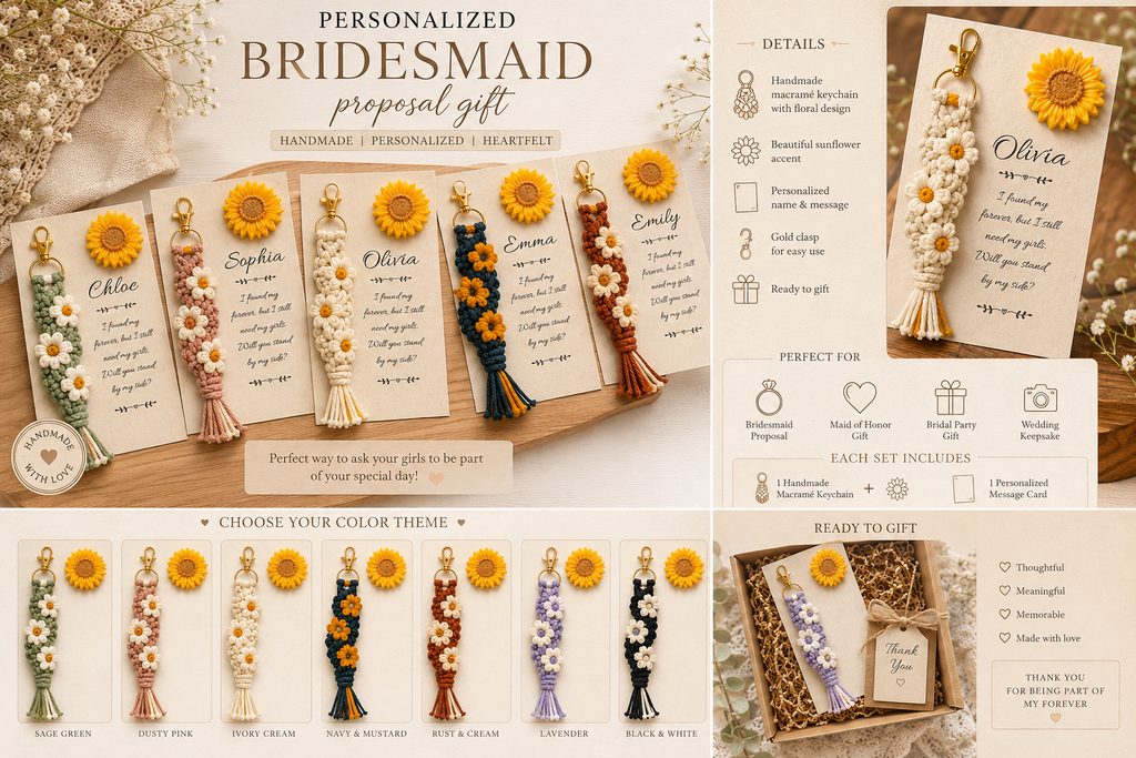 Bridesmaid Proposal Candle and Keychain Set, Personalized Will You Be My Bridesmaid Card, Daisy Sunflower Soy Candle Favor, Bridal Party