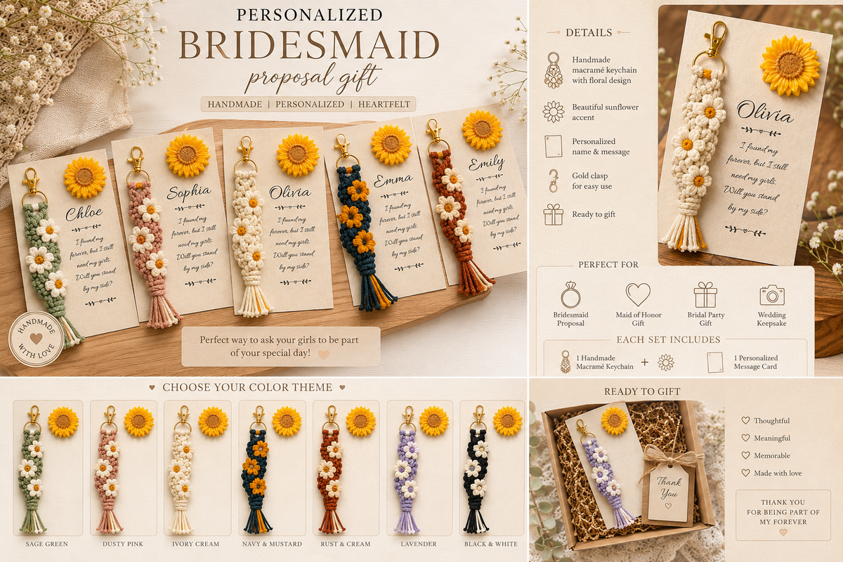 Bridesmaid Proposal Candle and Keychain Set, Personalized Will You Be My Bridesmaid Card, Daisy Sunflower Soy Candle Favor, Bridal Party