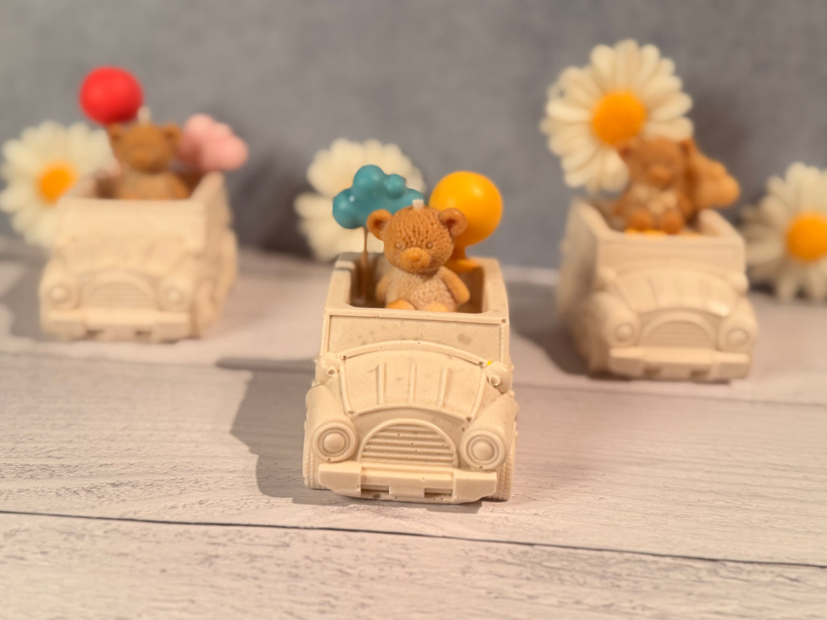 Teddy Bear Car Candle Favor | Baby Shower & Birthday Gift