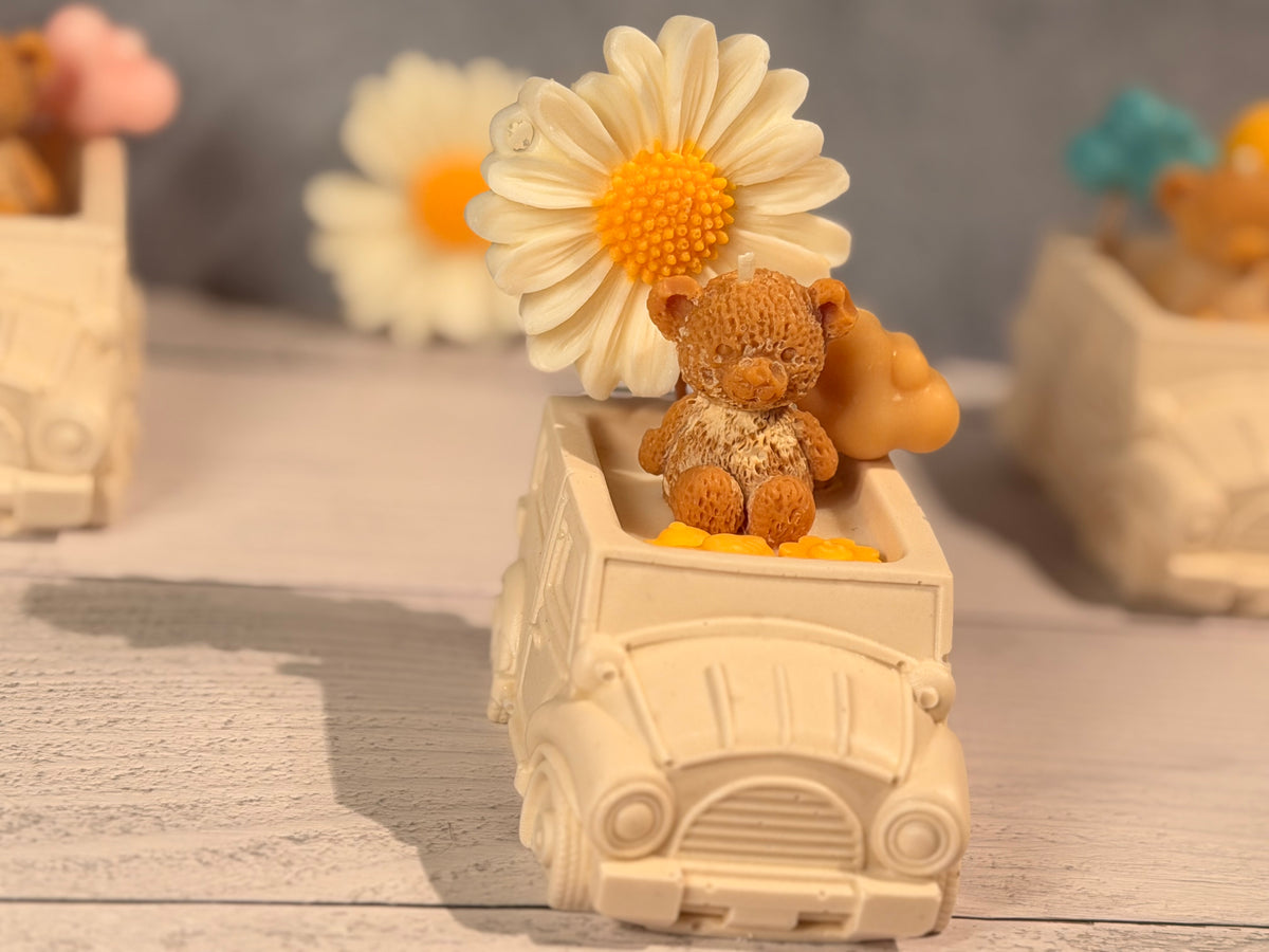 Teddy Bear Car Candle Favor | Baby Shower & Birthday Gift
