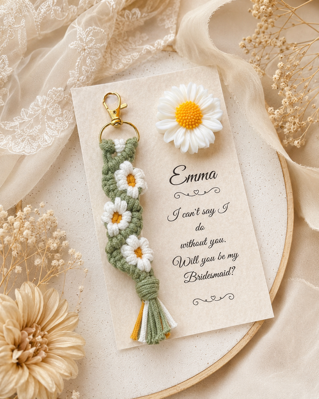 Bridesmaid Proposal Candle and Keychain Set, Personalized Will You Be My Bridesmaid Card, Daisy Sunflower Soy Candle Favor, Bridal Party