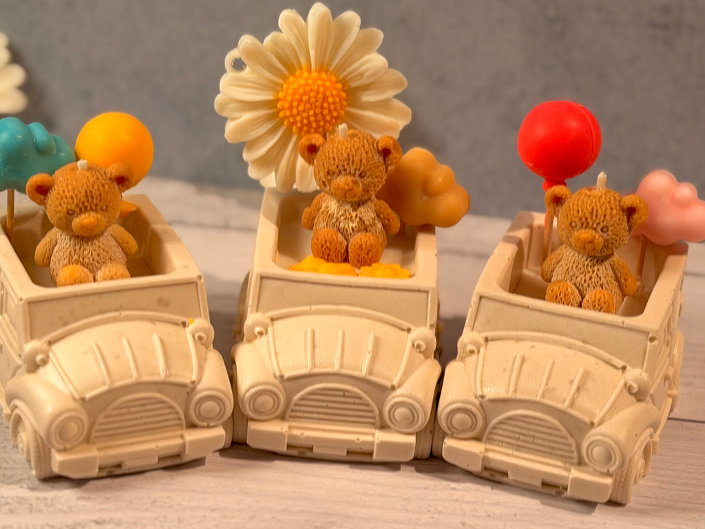 Teddy Bear Car Candle Favor | Baby Shower & Birthday Gift