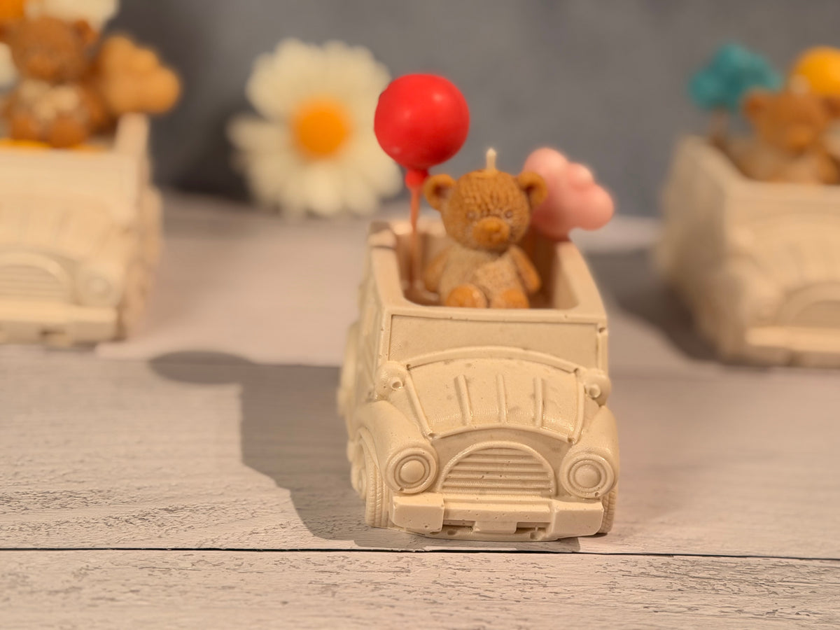 Teddy Bear Car Candle Favor | Baby Shower & Birthday Gift
