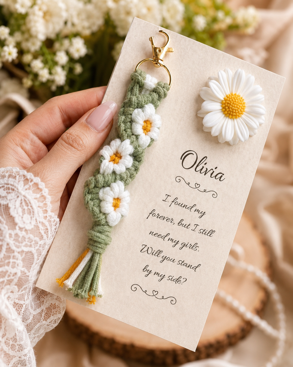 Bridesmaid Proposal Candle and Keychain Set, Personalized Will You Be My Bridesmaid Card, Daisy Sunflower Soy Candle Favor, Bridal Party